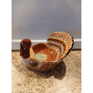 Shun Hui CO. Harvest Turkey Centepiece 9” Thanksgiving Fruit  Bread Candy Bowl